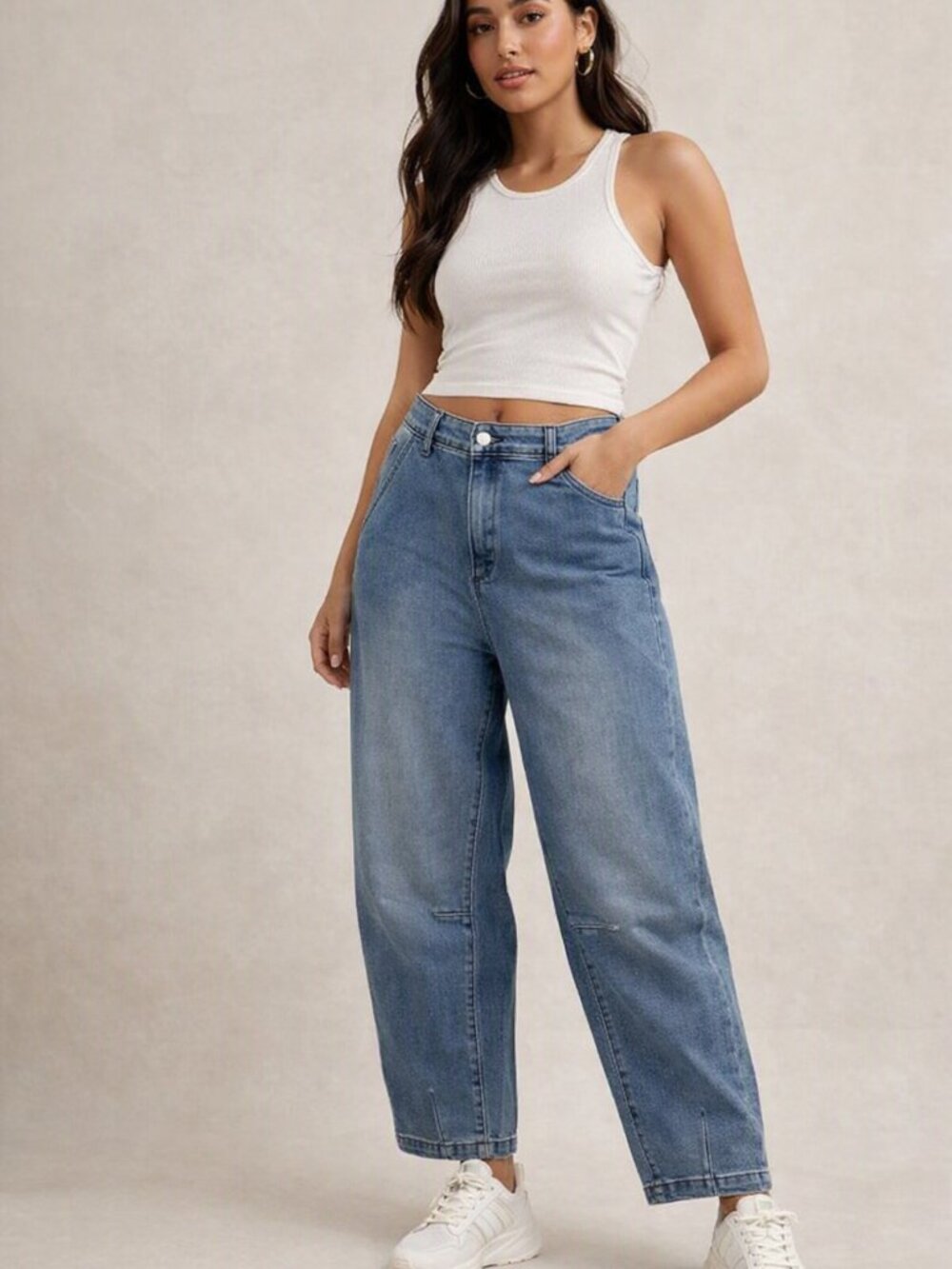 Mid‑Rise Barrel Jeans | Modern Relaxed Fit Denim | Trendy Streetwear Denim